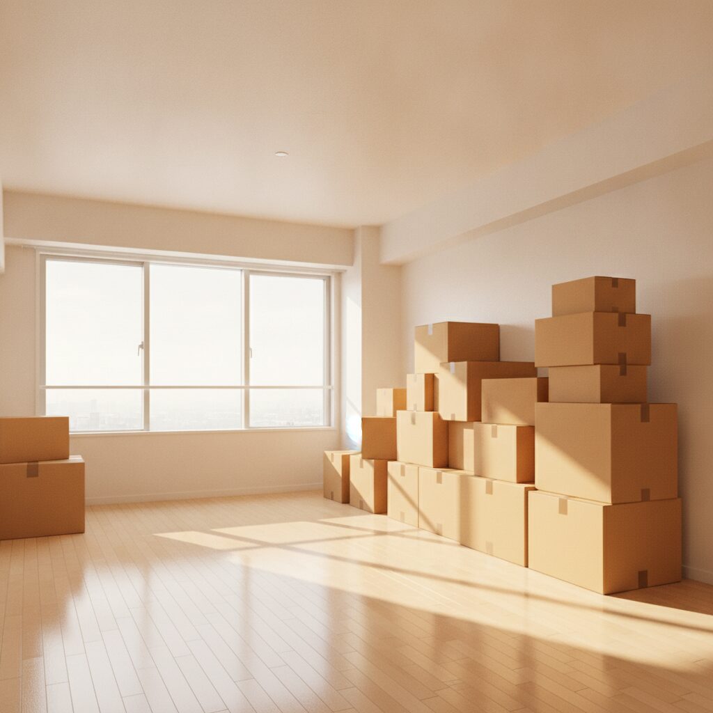 荷物を減らして整理された引越し準備完了の部屋