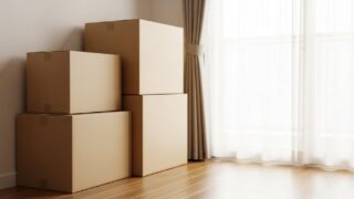 引越しの見積書を確認する前に用意された無地の段ボール