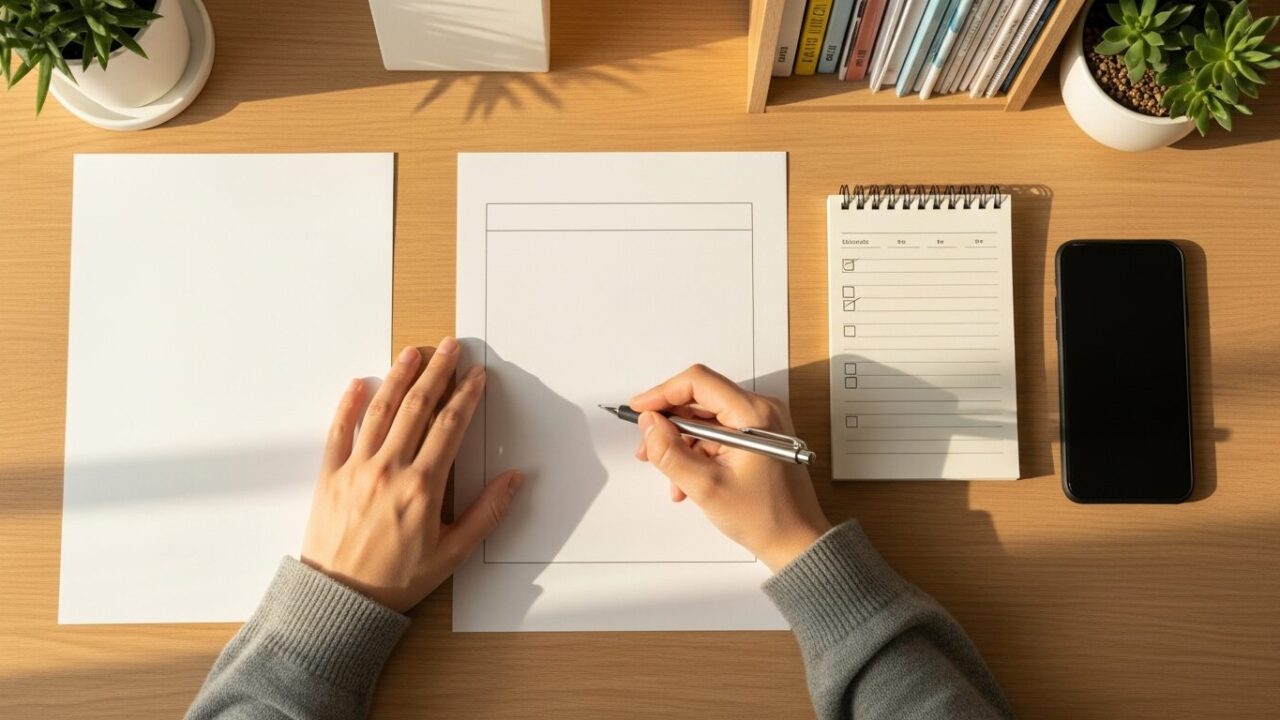 引越しの住所変更手続きの一覧をチェックする様子
