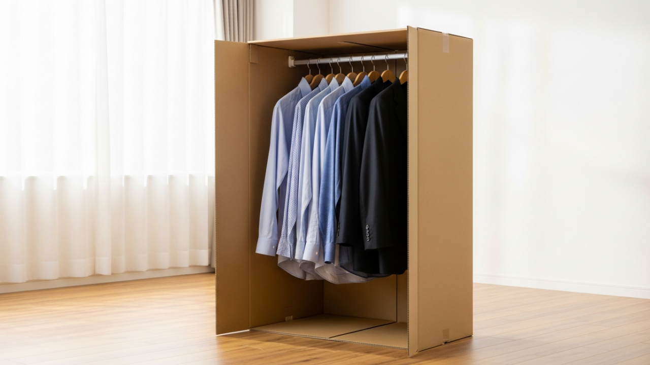 服を掛けたまま運べる引越しのハンガーボックス
