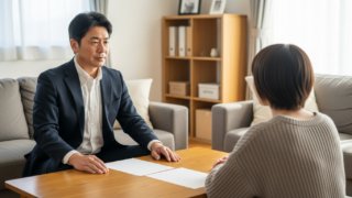 引越しの見積もりで営業とお客様が話す様子