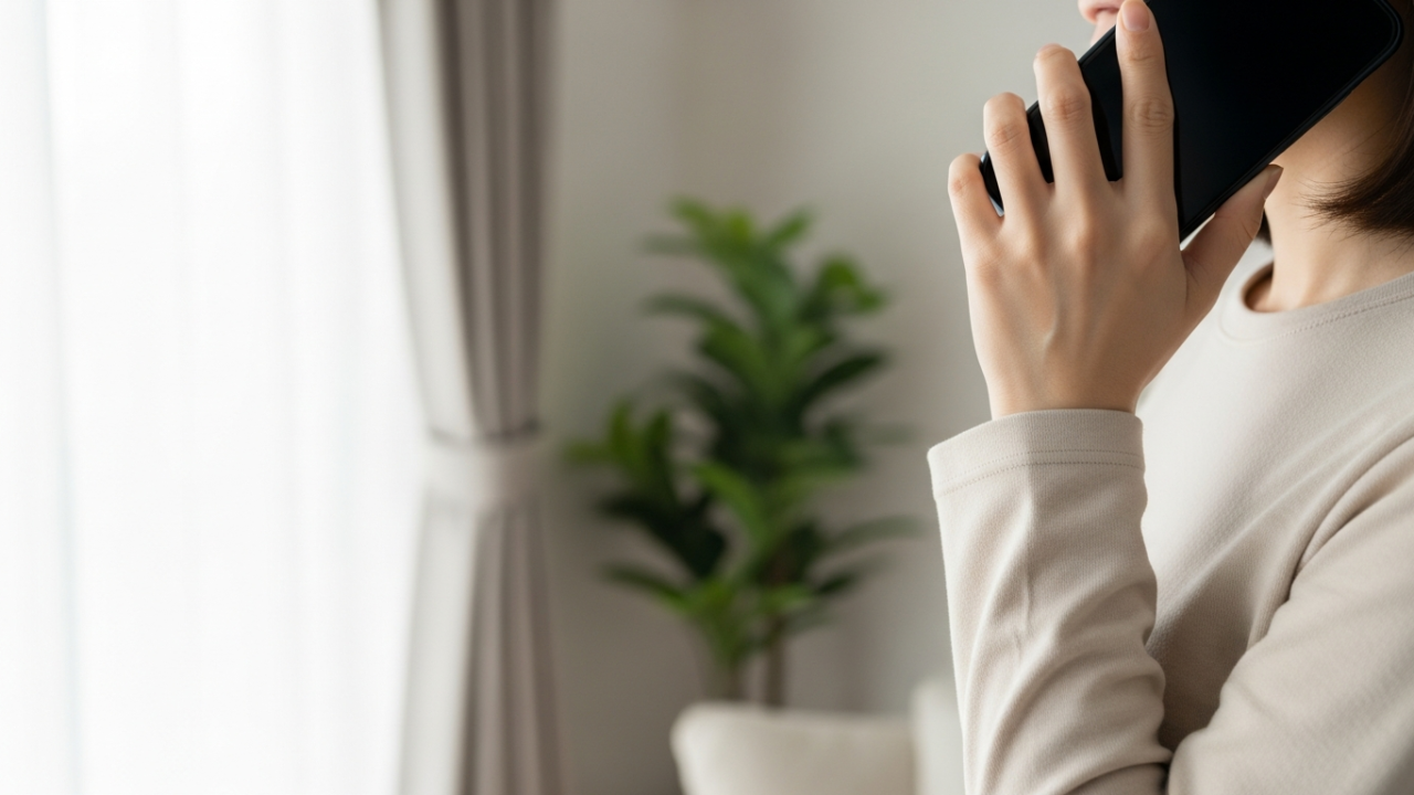 自宅で引越し業者からの電話を受ける人の手元
