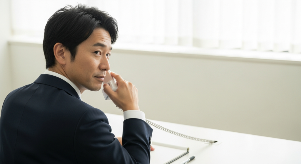 電話で見積もりの依頼に対応する引越し会社の営業