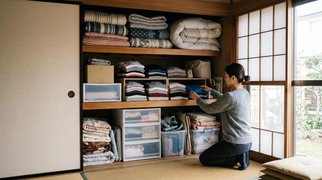 中身が見える押し入れとクローゼットの収納