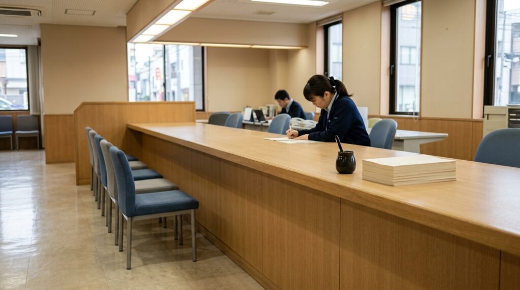 マイナンバーカードの手続きをする役所の窓口