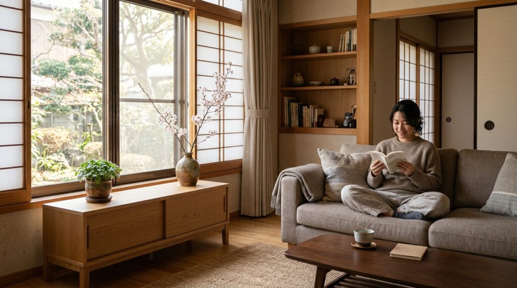 住所変更の手続き前に落ち着いた新居のリビング