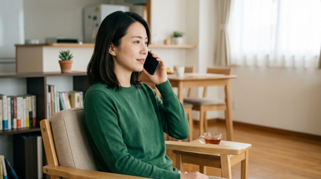 引越しの見積もりを電話で聞く女性