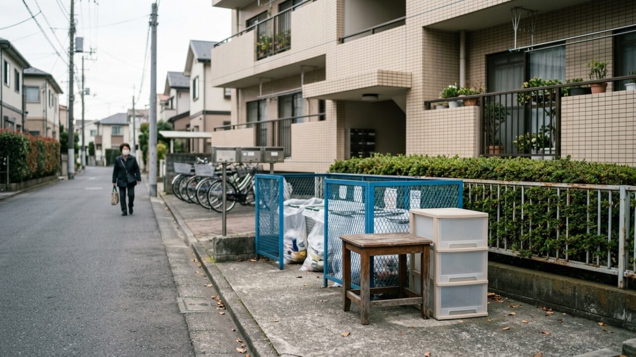 引越しで出た不用品を自治体の粗大ごみとして集合住宅の収集場所に出したところ