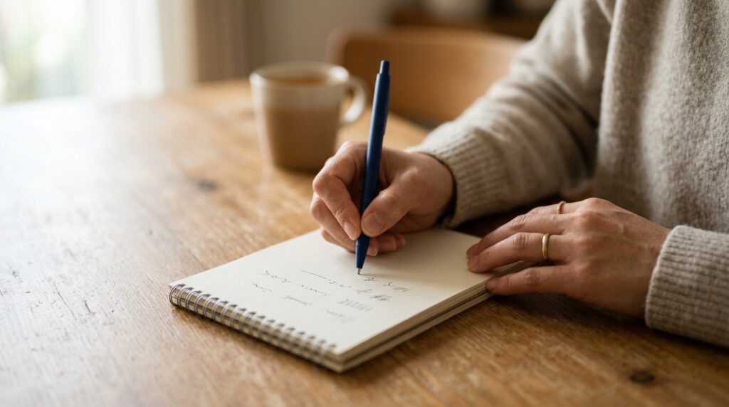 見積もりで聞く質問を3つ書き出している手元
