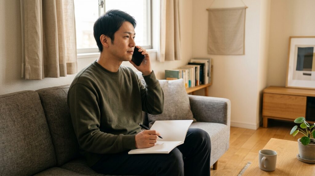 3社へ電話で見積もりの条件を聞いているところ