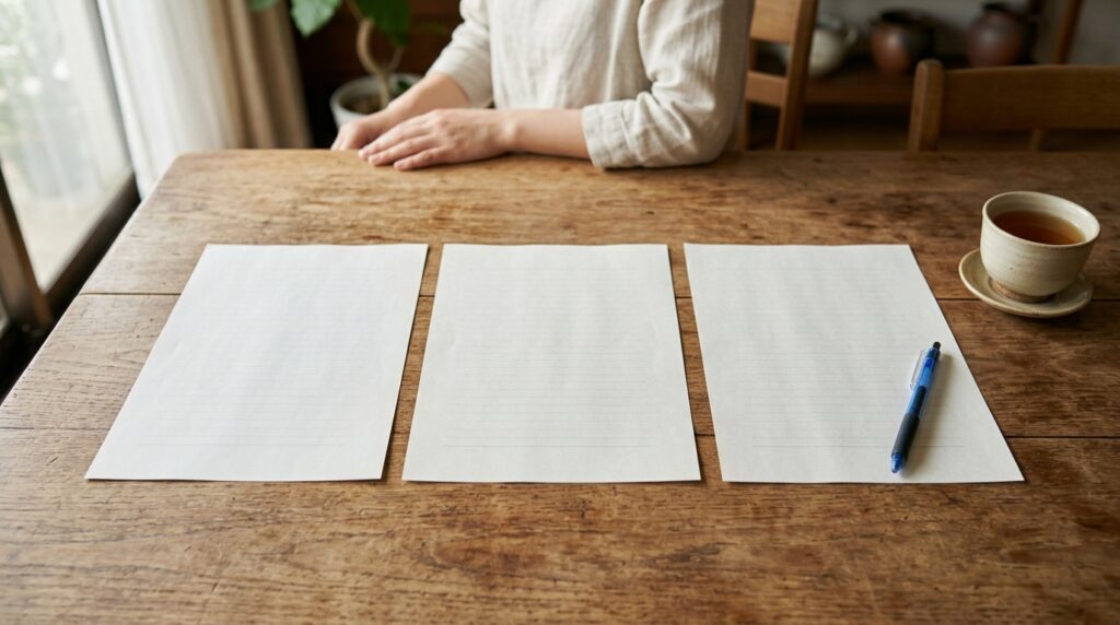 3社ぶんの回答を並べて見比べるところ